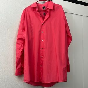 JF J.Ferrar modern fit HOT PINK dress shirt size 17-171/2 XL arm length is 34-35
